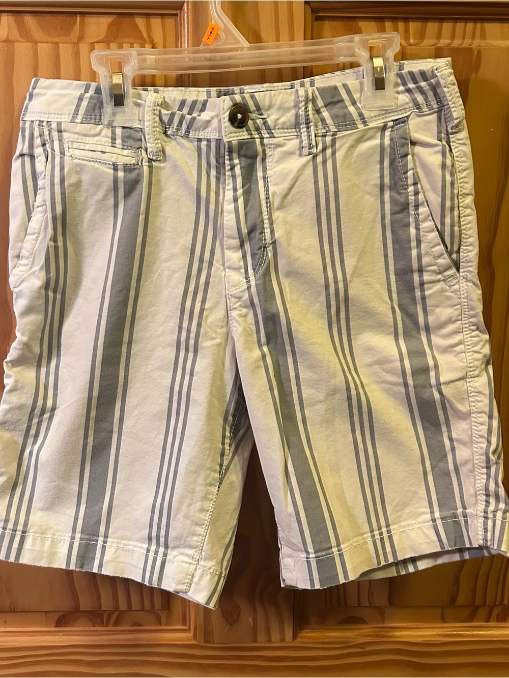 American Eagle Outfitters Men’s White Shorts/ Light Blue Vertical Stripes sz26
